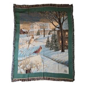 Sam Timm Mohawk Home Cardinal Holiday Throw Blanket Tapestry Made in USA 51"x57"